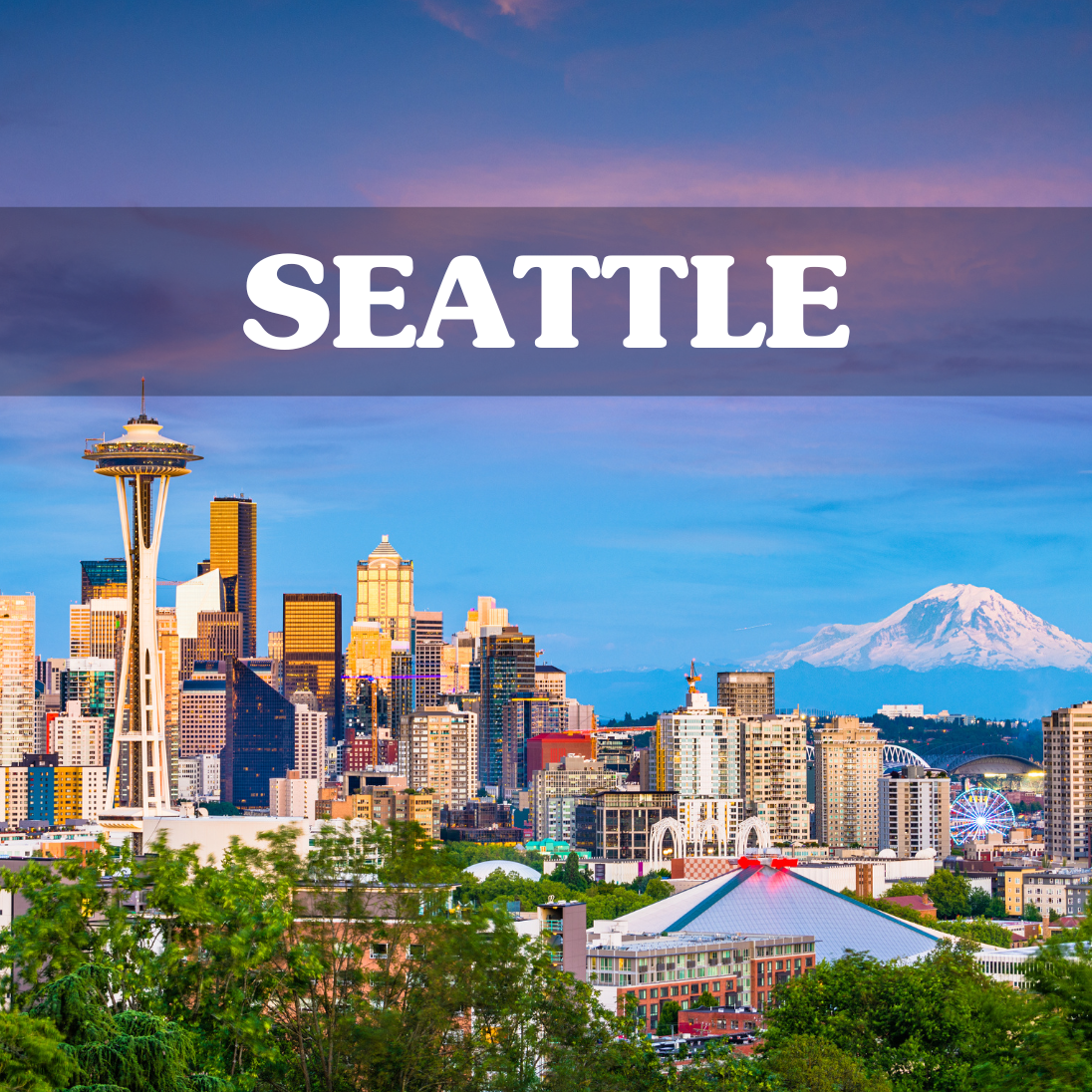 Seattle skyline with Mount Rainier in the background