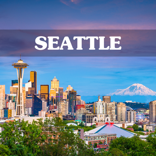 Seattle skyline with Mount Rainier in the background